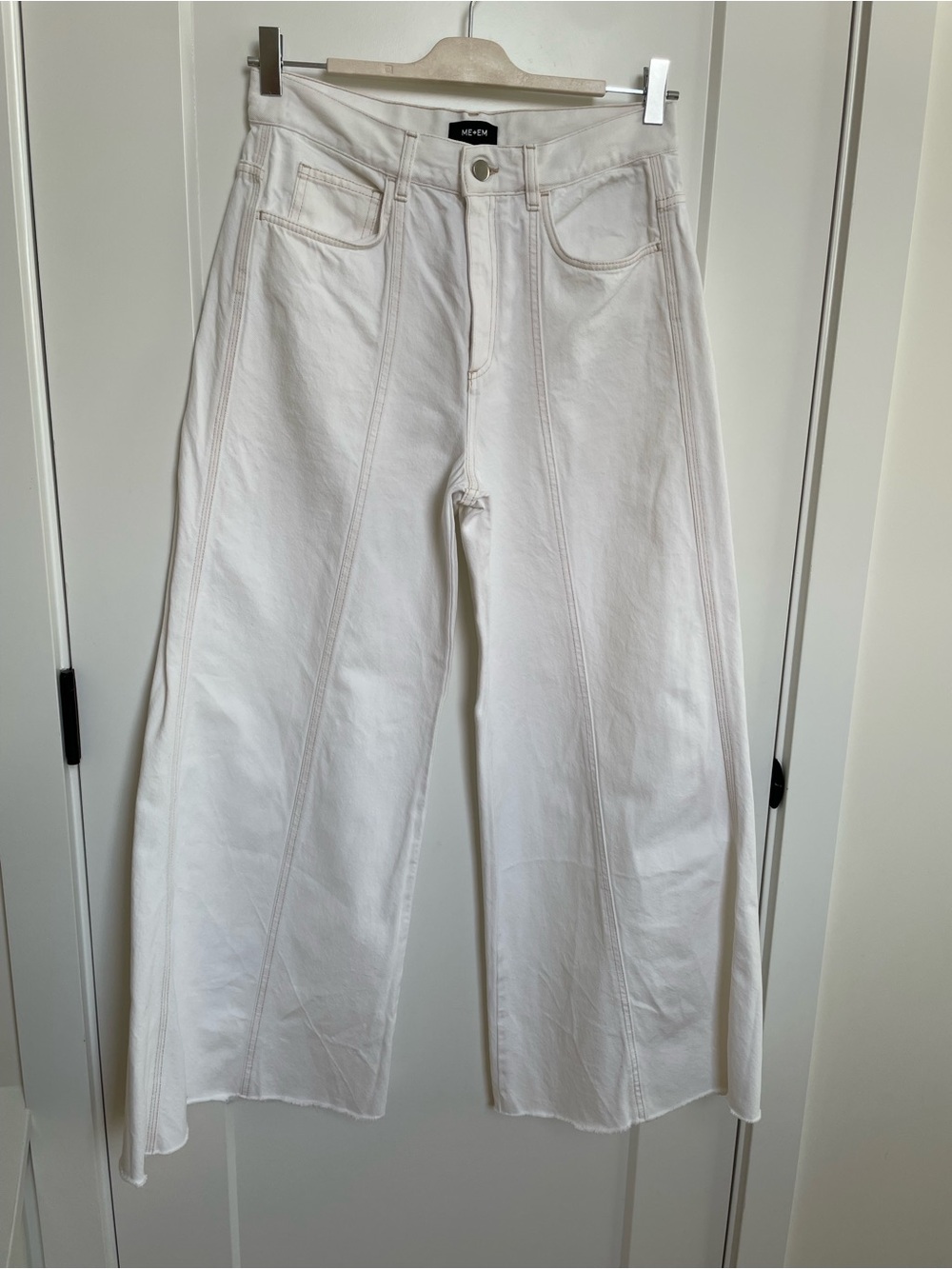 ME+EM White Wide-Leg Jeans with Front Seam